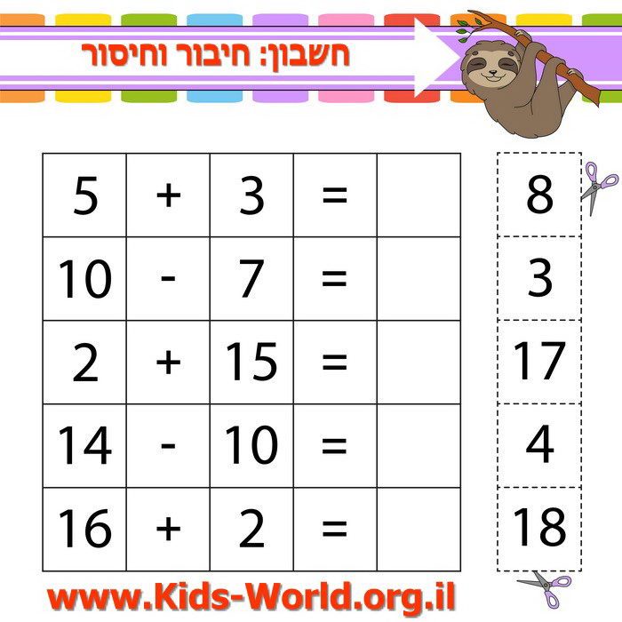 חשבון: חיבור וחיסור 15